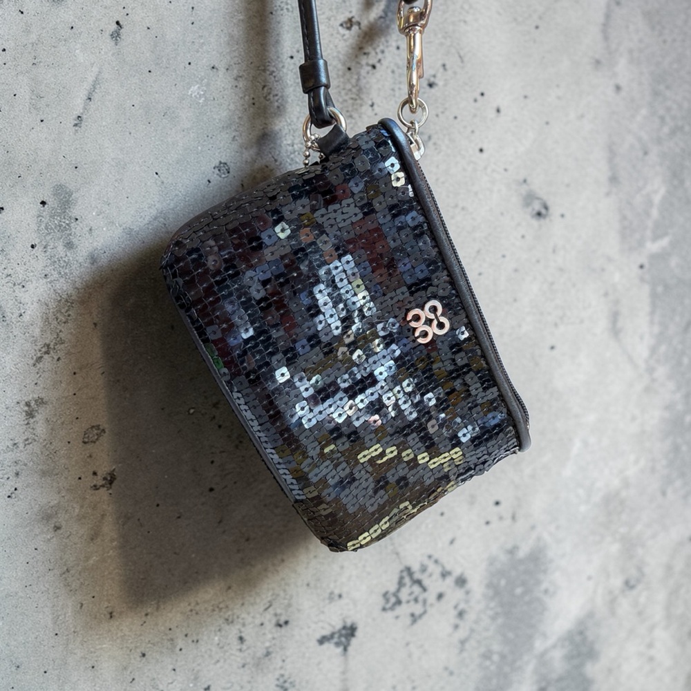 Coach Black Sequin Wristlet Clutch